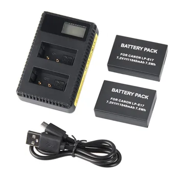 

2 Pack Replacement Battery + DUAL Battery Charger for LP-E17, Canon EOS 77D, EOS 750D, EOS 760D, EOS 8000D, EOS M3, EOS M5, EOS