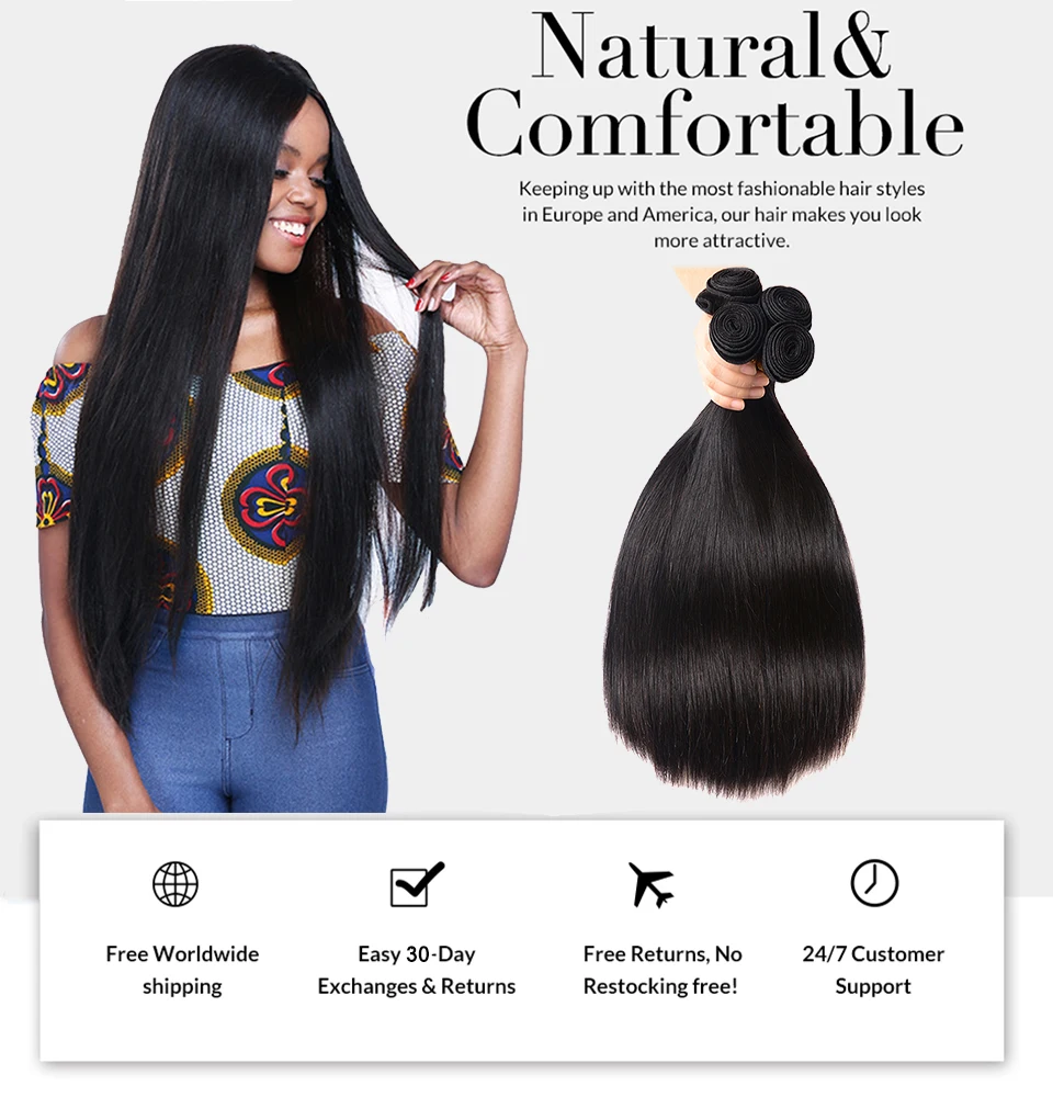 Brazilian Hair  Straight Human Hair Bundles 3 Bundles Straight Human Hair Bundles  (3)