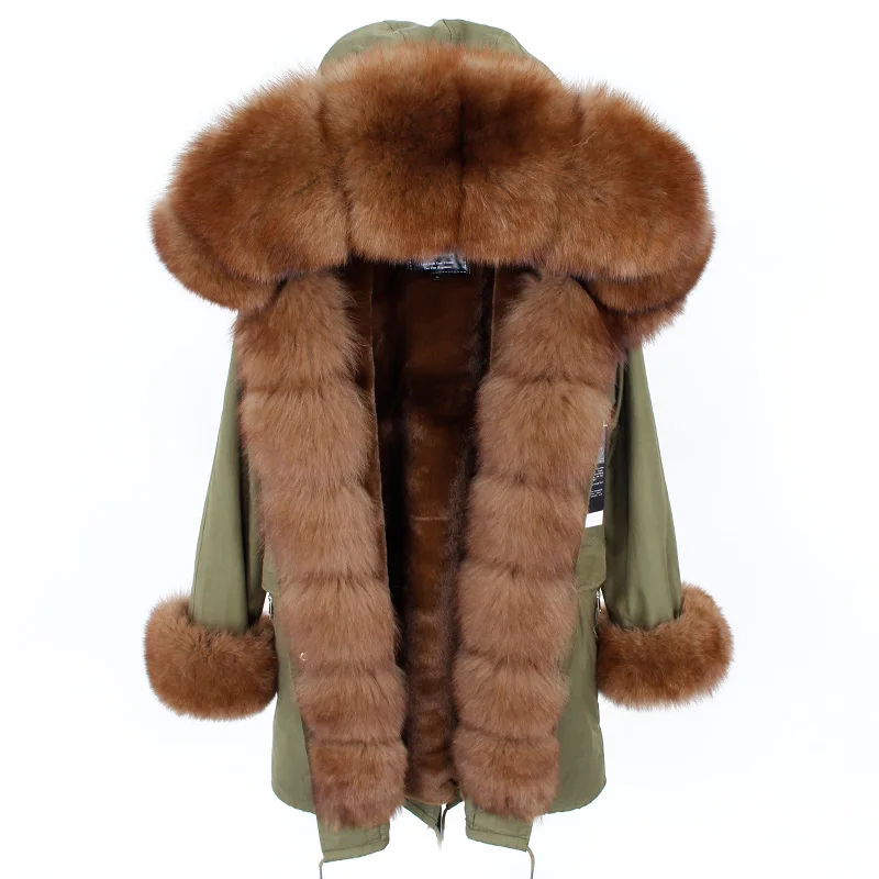 photo color Luxury big fox fur collar hooded Warm winter jacket for 40 degree winter coat women parka Real Fox Fur Collar Cuff Hooded Coat - Цвет: photo color