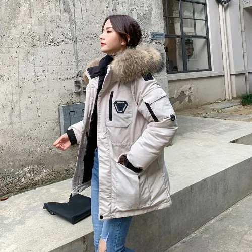 

2019 New Style down Jacket Women's Korean-style Military Men And Women Celebrity Style Thickening Outdoor Cold Protective Clothi