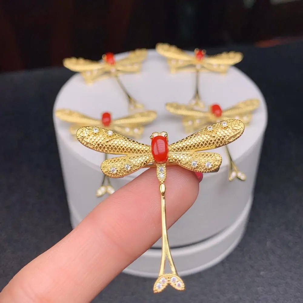 

shilovem 925 sterling silver Natural coral pendants fine Jewelry women trendy plant party send necklace 4*6mm dz0406888agsh