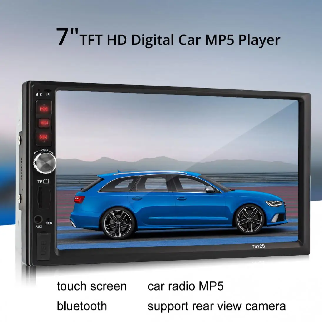 

7012B 7 Inch Bluetooth TFT Screen Car Audio Stereo MP5 Player 12V Auto 2-Din Support AUX FM USB SD MMC New