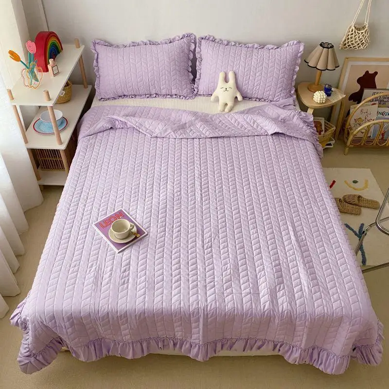 1PcSummerDuvetQueenSizePurpleColorEdredomSolidColorSummer