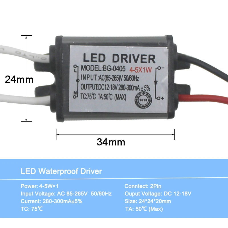 1-12W IP65 Waterproof LED Light Driver AC85-265V DC3-43V LED Transformer Power Supply Adapter for Outdoor Led Lamp/Chips