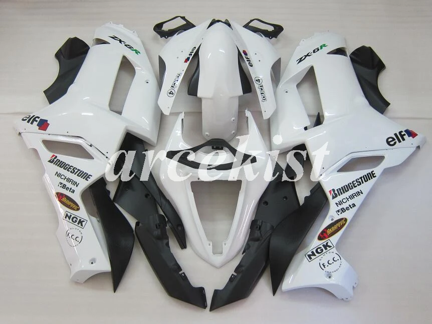 Abs Обтекатели комплект подходит для kawasaki Ninja ZX6R 636 2007 2008 07 08 6R 600600cc комплект кузова на заказ белый глянцевый