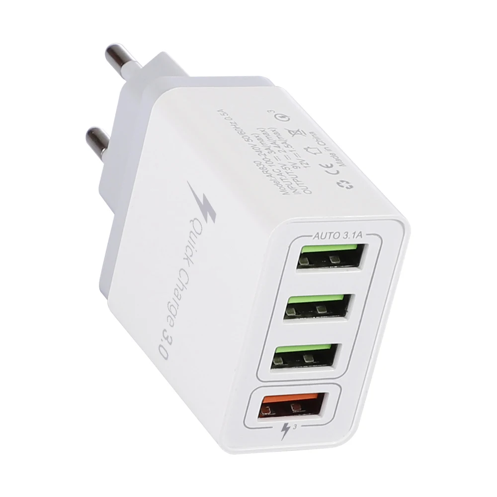 4 порта USB зарядное устройство Быстрая быстрая зарядка настенное зарядное устройство QC 3,0 USB концентратор адаптер питания ЕС/США штекер 4 USB настенное зарядное устройство для мобильного телефона