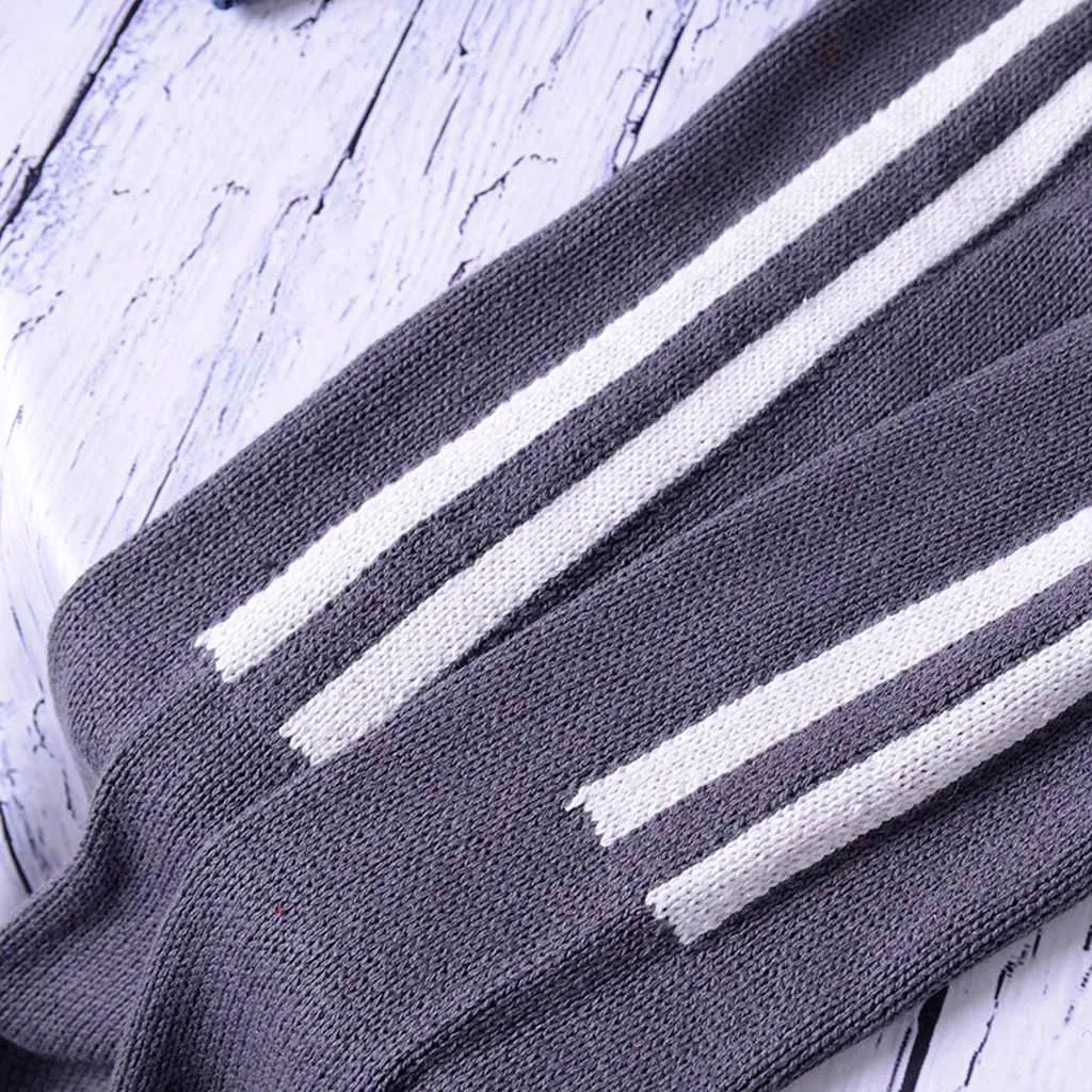 Pull homme мужская осенне-зимняя повседневная тонкая белая полосатая декоративная водолазка с длинными рукавами для мужчин вязаный свитер Топ Блузка