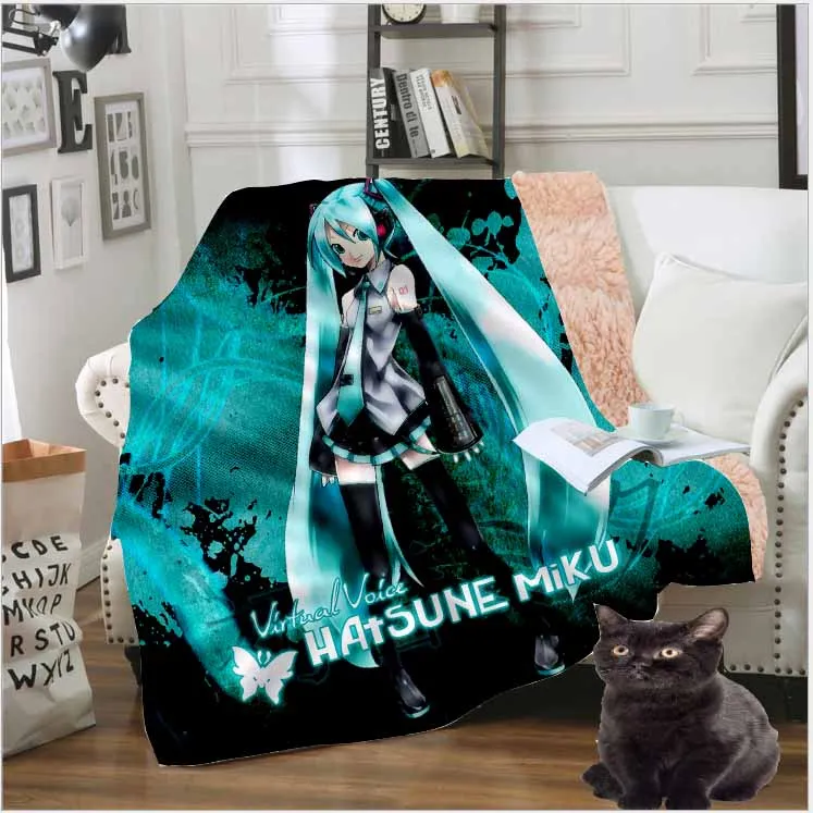 YOJULY Hatsune Мику Певица Стиль Дети взрослый 3D печатных одеяло диване пододеяльник теплое постельное белье модное офисное одеяло для короткого сна K01 - Цвет: 2