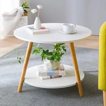 

Solid Wood Tea Table Sofa Side Table Nordic Style Small Round Table Small Tea Table Modern Simple Corner Several Bedside Tables