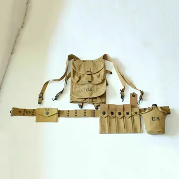 

WORLD WAR II WW2 US ARMY MILITARY GEAR THOMPSON BAG BELT 1928 HAVERSACK CANTEEN SET SOLDIER EQUIPMENT MILITARY WAR REENACTMENTS