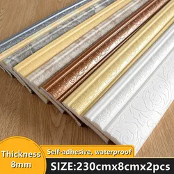 Self-adhesive 3D Waist Line Anti-collision Thickening 3D Wallpaper DIY Kitchen Bathroom Children's Room Corner Decoration