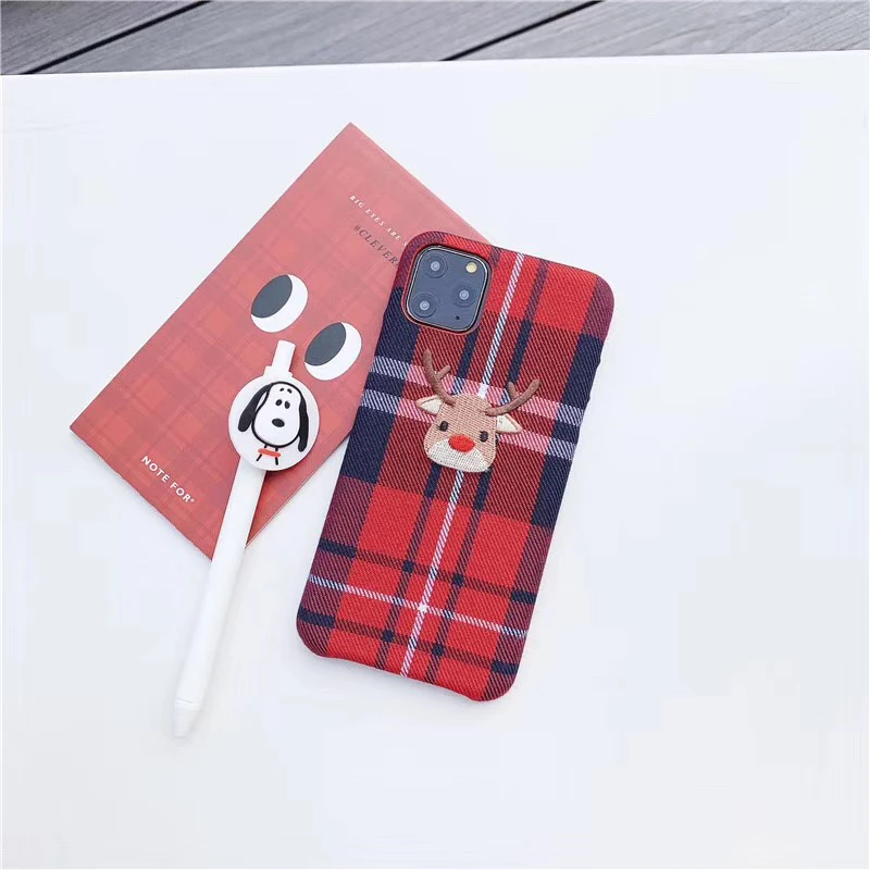 Холщовые чехлы с мультяшным рождественским оленем для iphone 11promax XS Max X XR 7 8 Plus, мягкая задняя крышка для пар