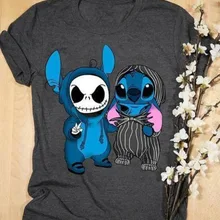 Стежка и Джек футболка Skellington We Are Best Friends Мужская рубашка черная Хлопковая мужская женская модная футболка унисекс