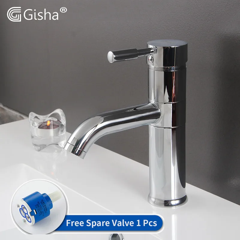 

Gisha Bathroom Basin Faucet Vessel Sink Hot and cold Water Tap Solid Brass 360 Rotation Chrome Finished G1030