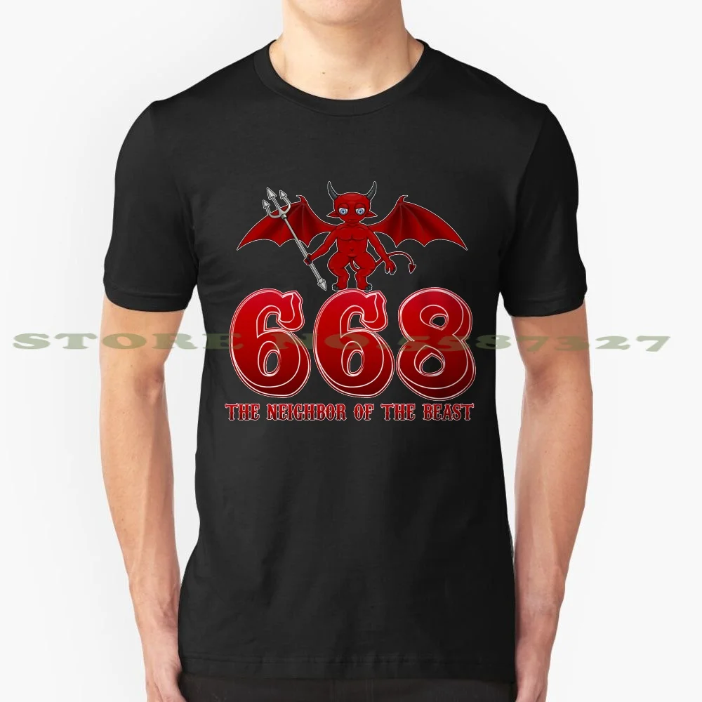 668 модная Винтажная футболка сосед зверя футболки 666 номер соседа дьявола демона |