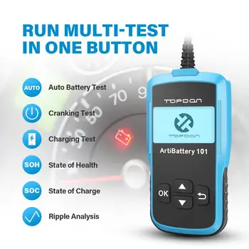 

TOPDON AB101 Universal Multifunction 12V Battery Tester Digital Battery Analyzer Automotive Battery Cranking Charging Tester
