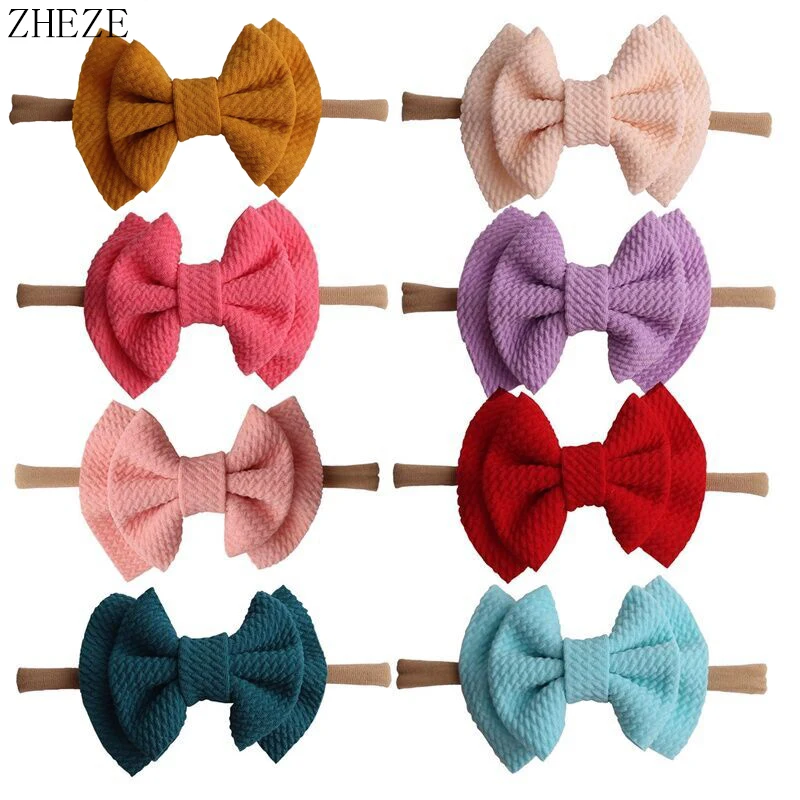 10Pcs/Lot Nylon Headbands For Newborn 3.5'' Double Layer Hair Bow Hairband Solid Elastic Kids DIY Fashion Hair Accessories Mujer 3 8cm ethnic style shoulder strap wider adjustable pattern women crossbody diy thickened fashion nylon bag new nylon webbing