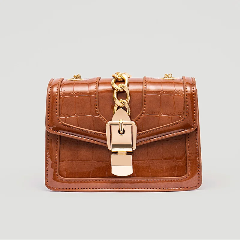 

2020 Chain Bag Women's Crossbody Bag New Style Fashion Fashion Crocodile Pattern Square Sling Bag