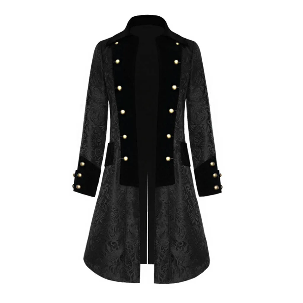 Мужская модная винтажная куртка на пуговицах в стиле стимпанк, готическое платье, форменное пальто, Черная мужская куртка и пальто, Chaqueta Hombre