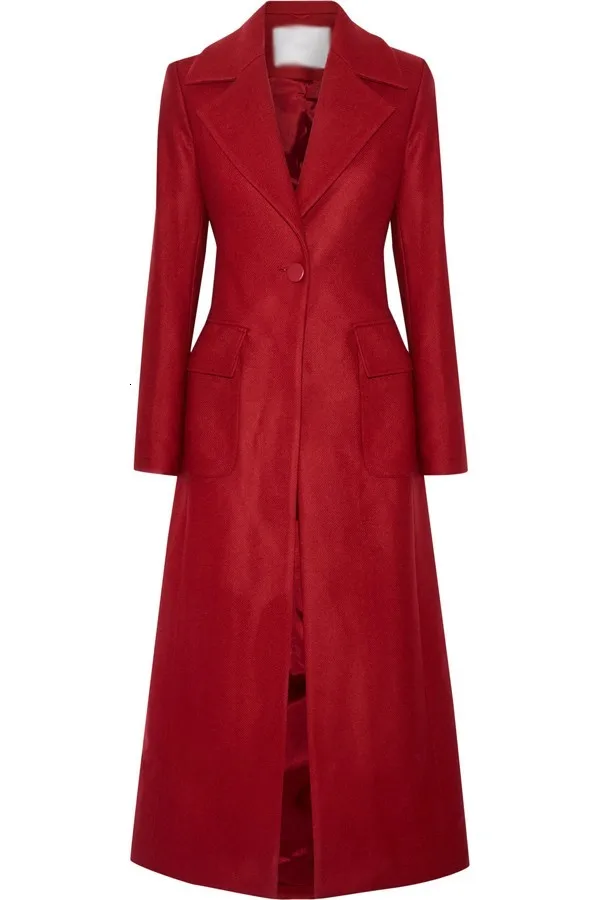 Manteau femme осень зима женское красное шерстяное простое длинное пальто Макси классическое приталенное пальто abrigos mujer