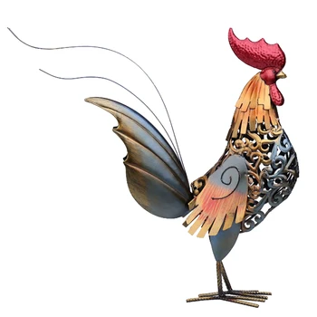 

Large Cockerel Bird Garden Animal Ornament Painted Metal Outdoor Statue