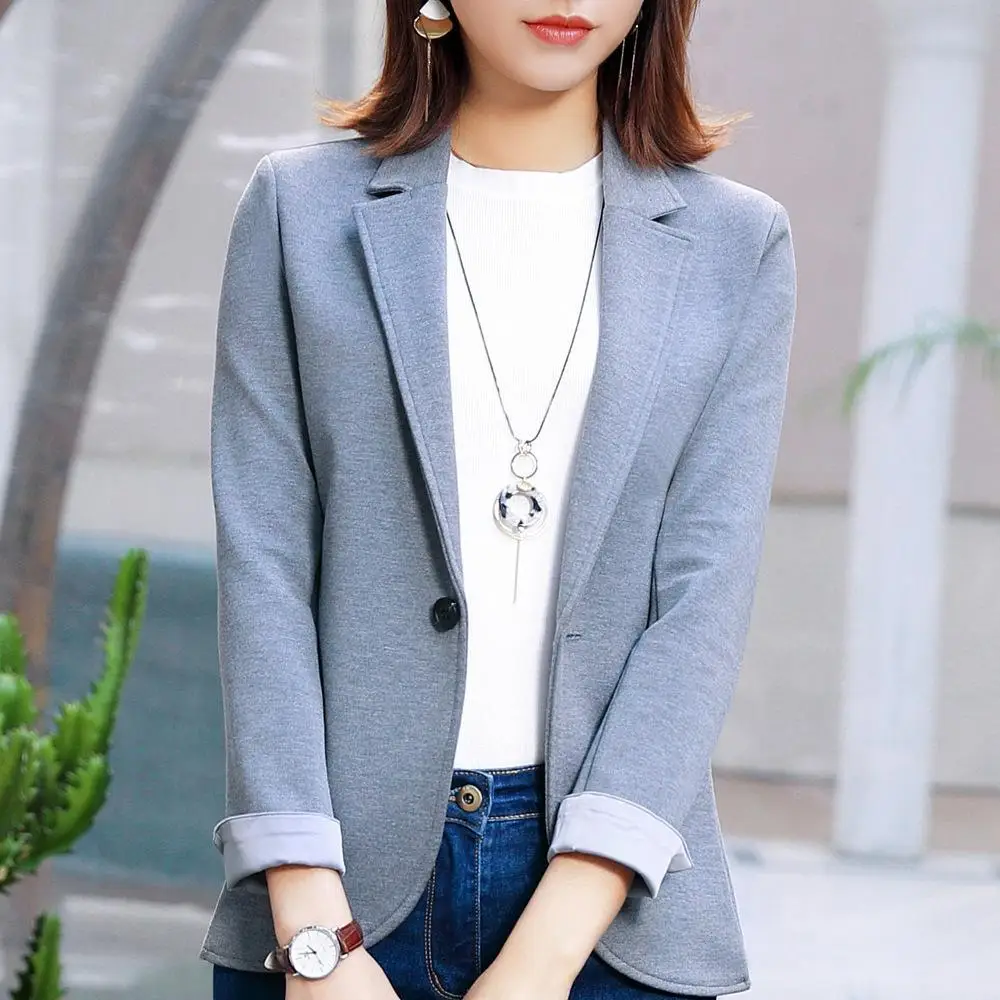 

Autumn Online Celebrity Suit Jacket Women's 2019 Korean-style Casual Large Size Suit Black And White with Pattern Slim Fit Retro