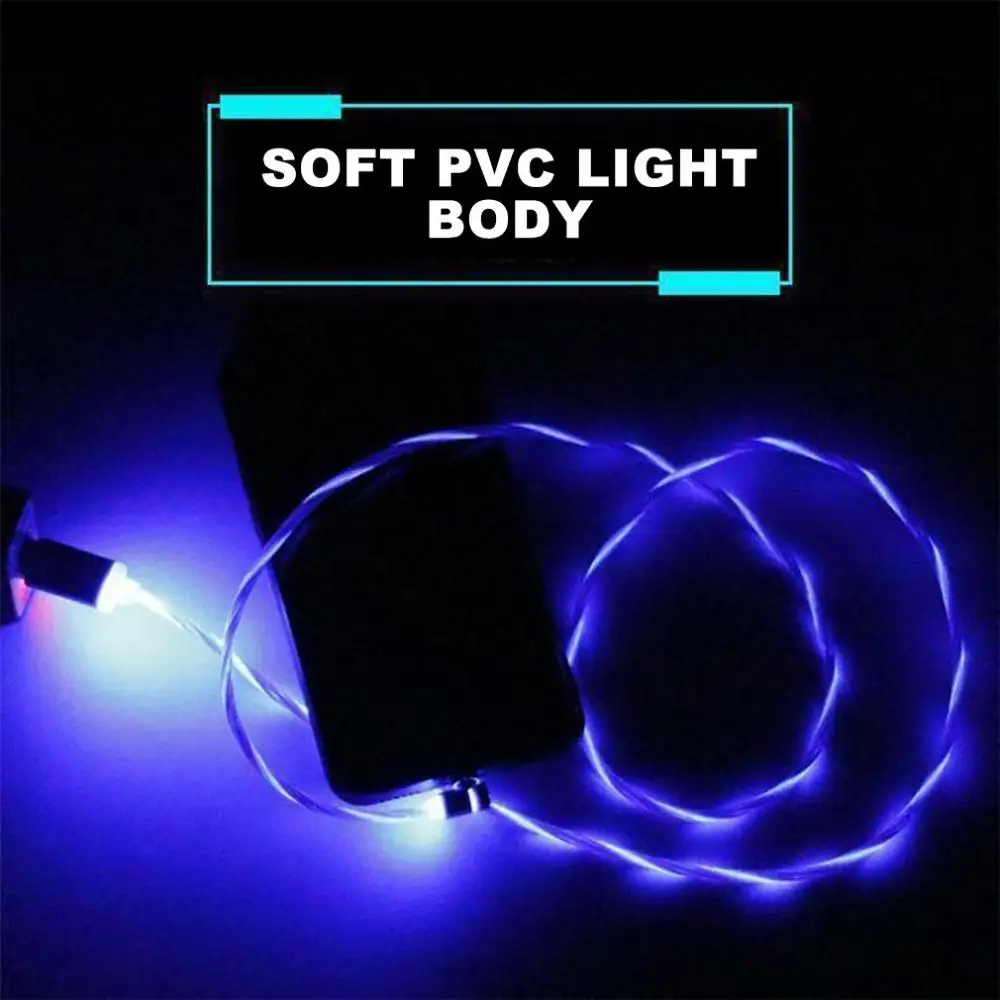 Круговой магнитный стример линии передачи данных волшебный светящийся ночной мобильный телефон зарядный кабель для Apple Android Typec