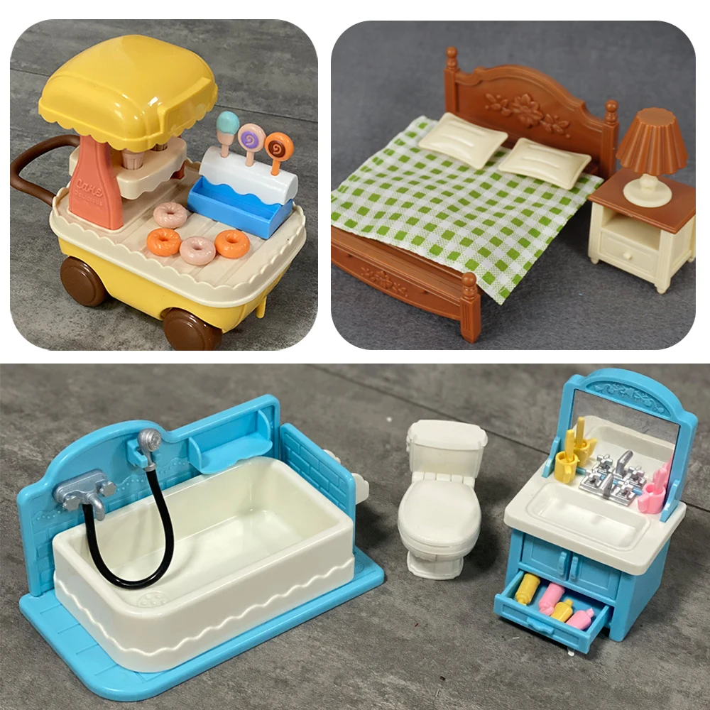Forest Family 1/12 Scale Bus Furniture Miniatures For Dollhouse Accessories Chairs Kitchen Toy Play House Christmas Girl Gift 2