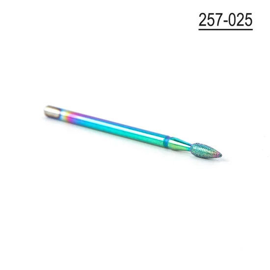 257-025 Профессиональные радужные алмазные сверла для ногтей, фрезы для маникюра, педикюра, кутикулы, твердосплавное покрытие, гель для удаления, Полировочный инструмент#1514 - Цвет: 257-025
