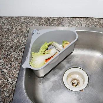 

Kitchen Triangular Sink Suction Cup Sink Drain Basket Fruit Vegetable Storage Waste Garbage Rack Kitchen Stopper Accessories