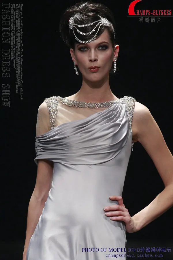 Новая мода, хит, vestido longo, короткий рукав, robe de soiree, официальное, расшитое бисером Серебряное Сексуальное Платье, вечерние платья для матери невесты - Цвет: same as picture