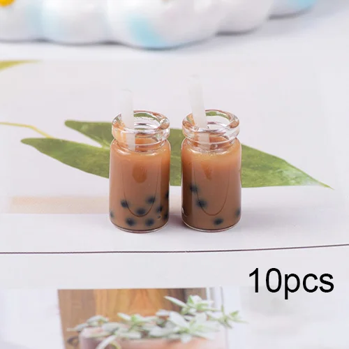 Веселая обезьяна Boba Slime амулеты Смола милый пузырь молоко чай бутылка добавки Набор DIY Декор для пушистого прозрачного хрустящего слизи - Цвет: Coffee 10pcs
