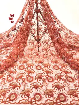 

NICE french lace fabric with sequins newcoming beautiful mesh lace for occasion dress JIAJIANO151