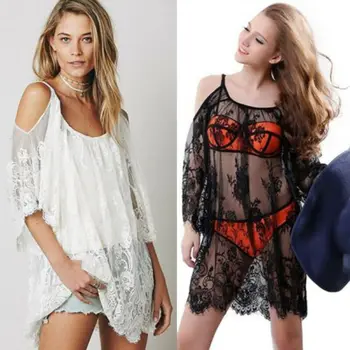 

2020 Women Bathing Suit Lace Crochet Bikini Swimwear Cover Up Casual Beach Lace Dress New