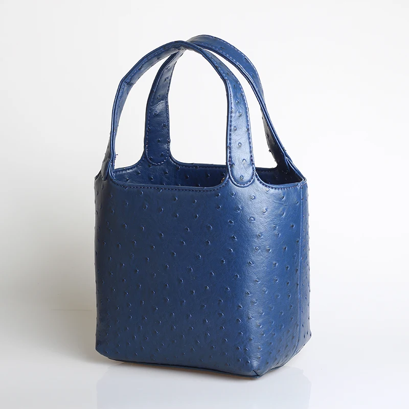 XMESSUN Ostrich Basket Bag For Women Tote Bag Brand Designer Women Handbag High Quality Leather Bucket Bag 2020 Trendy Bag