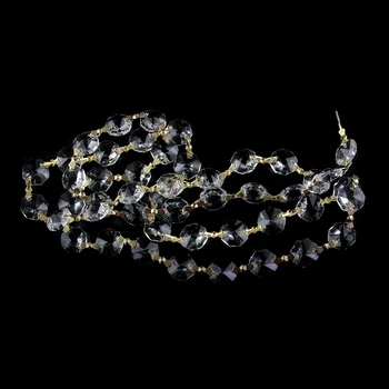 

300m/Lot Crystal Glass Chains With Butterfly Connectors 14mm Octagon Beads Strand Garlands Wedding Christmas Tree Decoration