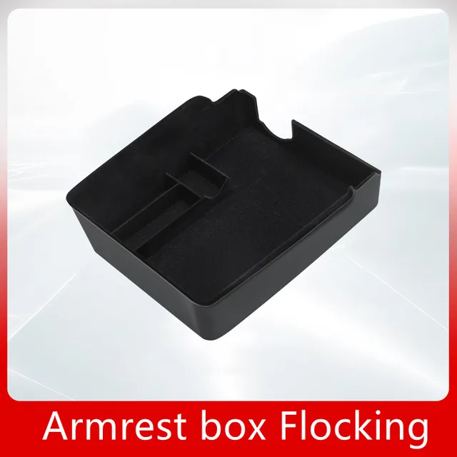 New for Tesla Model 3 Y 2021 Car Armrest Box Storage Organizer Containers Center Console Flocking Storage Box Console Holder Armrest box Flocking