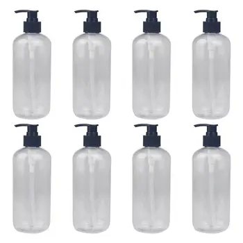

5pcs 500ml Refillable Pump Bottles Transparent Shampoo Dispenser Lotion Liquid Bottles for Bathroom Kitchen