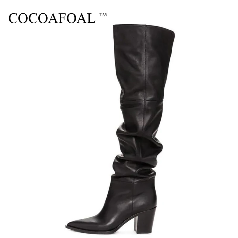 

COCOAFOAL Sexy Women's High High Over The Knee Boots Woman Autumn Winter Boots Plus Size Fashion Over The Knee Boots Thigh High