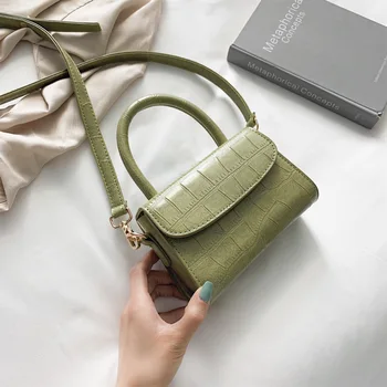 

Textured female bag 2020 new wild alligator pattern modern portable small square bag women's shoulder messenger bag