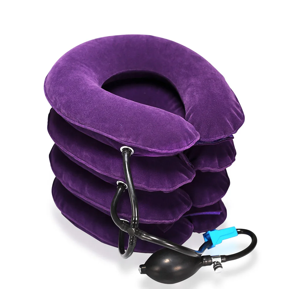 1pc purple MNKBD 4 слоя надувной шеи Тяговый воротник воздуха полный бархат шейки тяги устройство снимает усталость уменьшить боль шеи Массаж - Цвет: 1pc purple