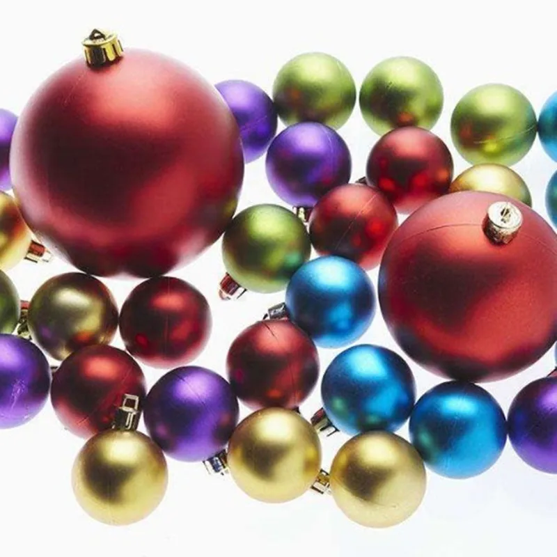 Яркие Рождественские пластиковые шары, разноцветные, диаметр 4 см, 6 см, 8 см, 10 см, гальванические шарики, украшения для дома, вечерние, Декор, Прямая поставка - Цвет: Mixed color 24pieces
