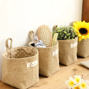 

Hanging Grocery Storage Bag Cloth Flower Pot Basket Household Sundries Toys Organizer Case Living Room Storage Sack Cloth Bags