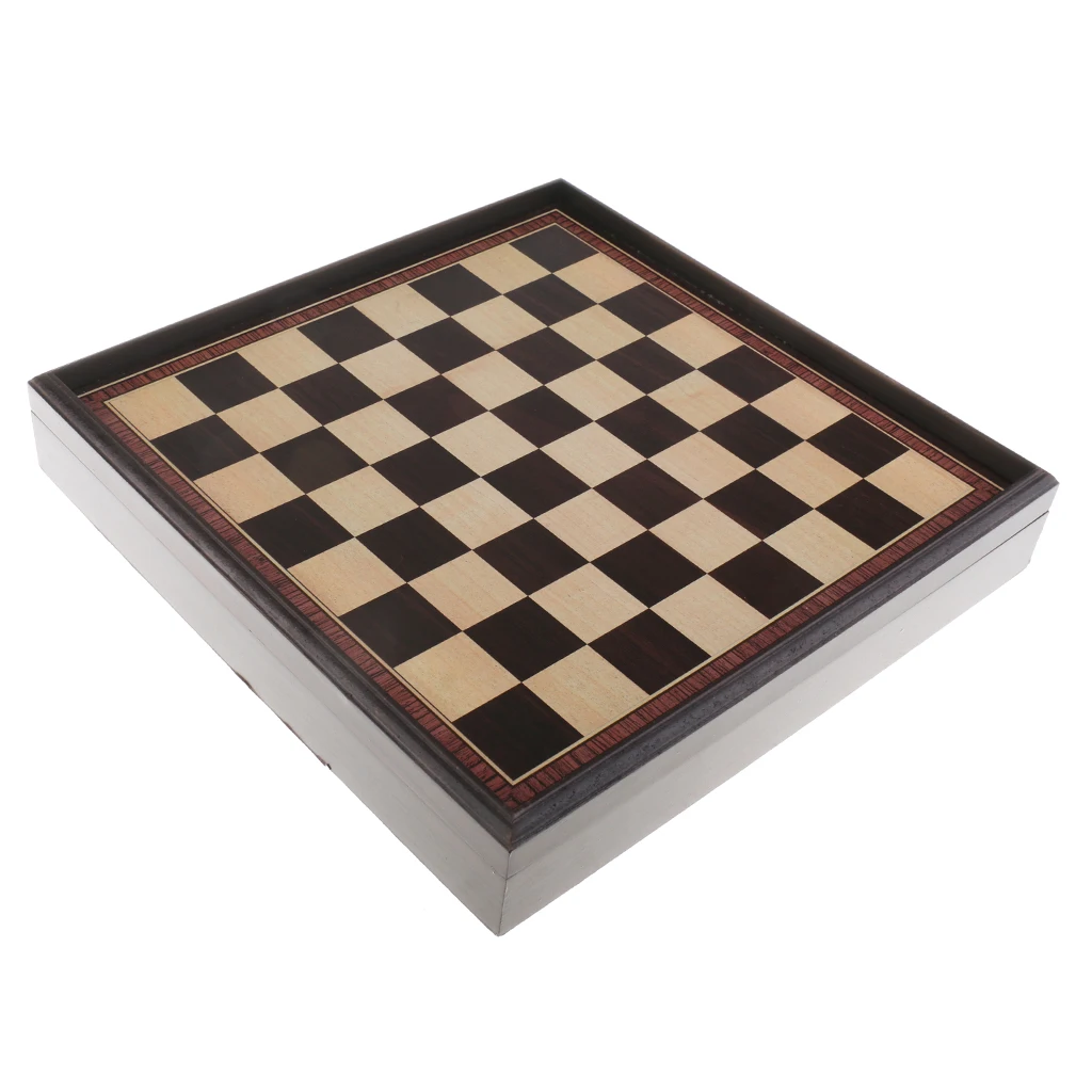 

Handmade European Chess Set - Faux Wooden Board - Carved Wood Chess Pieces - Compartment Inside The Board To Store Each Piece