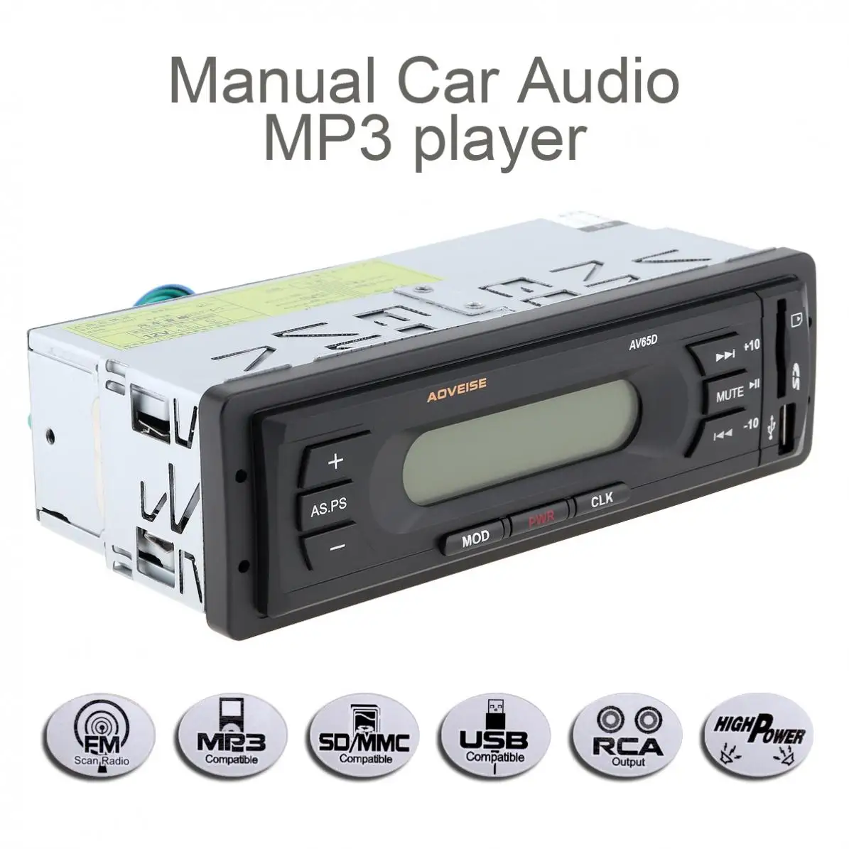 2x5 Вт AV65D 12 В ЖК-аудио стерео радио с функцией отключения звука USB SD MP3 мультимедийный музыкальный плеер fm-радио