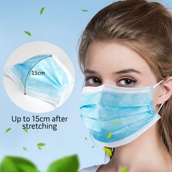 

50PCS Disposable Mask 3-Ply Non-woven Face Masks with Elastic Ear Loop for Personal Health