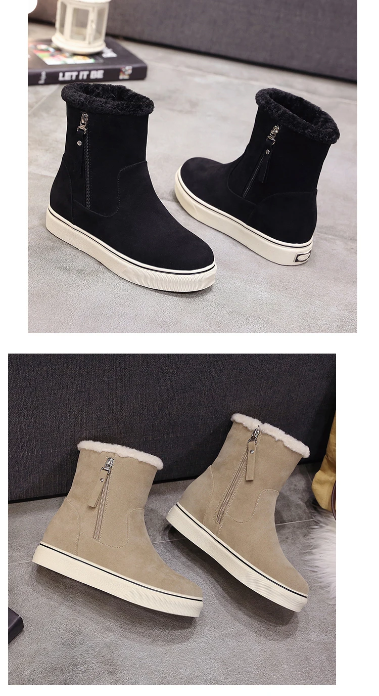 WWKK/женские теплые зимние сапоги; удобные женские ботинки на молнии; женская уличная обувь на низком каблуке; зимняя обувь года
