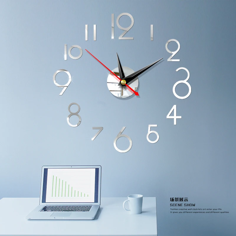 2 Новые часы настенные часы Horloge 3d Diy акриловые зеркальные наклейки украшение дома гостиная кварцевые иглы - Цвет: 2