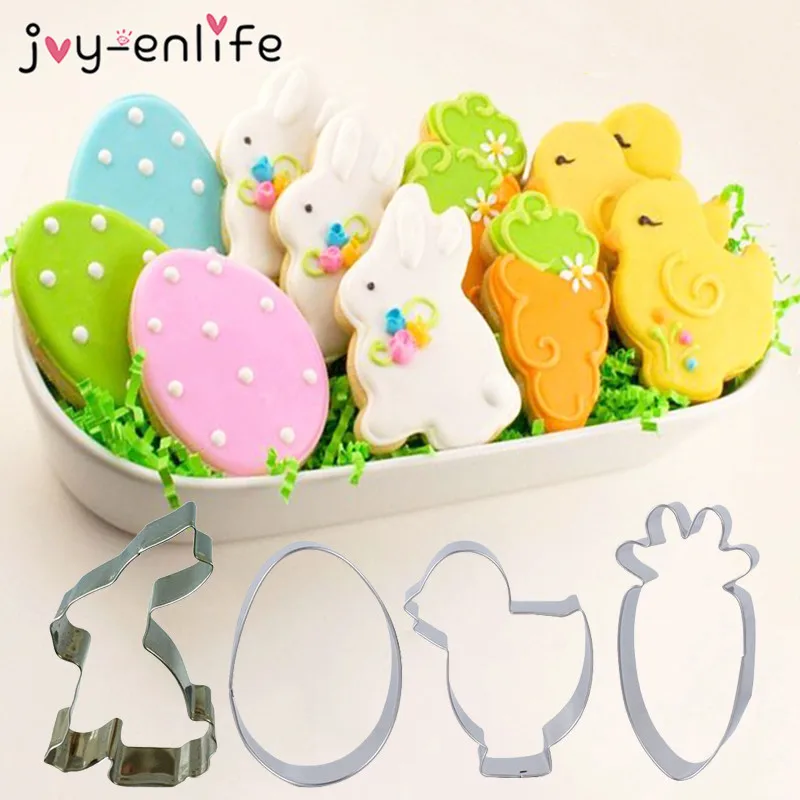 

Easter Egg Rabbit Chick Radish Metal Cookies Cutter Mold Easter Decoration for home Kids Happy Easter Party DIY Cake Baking Tool