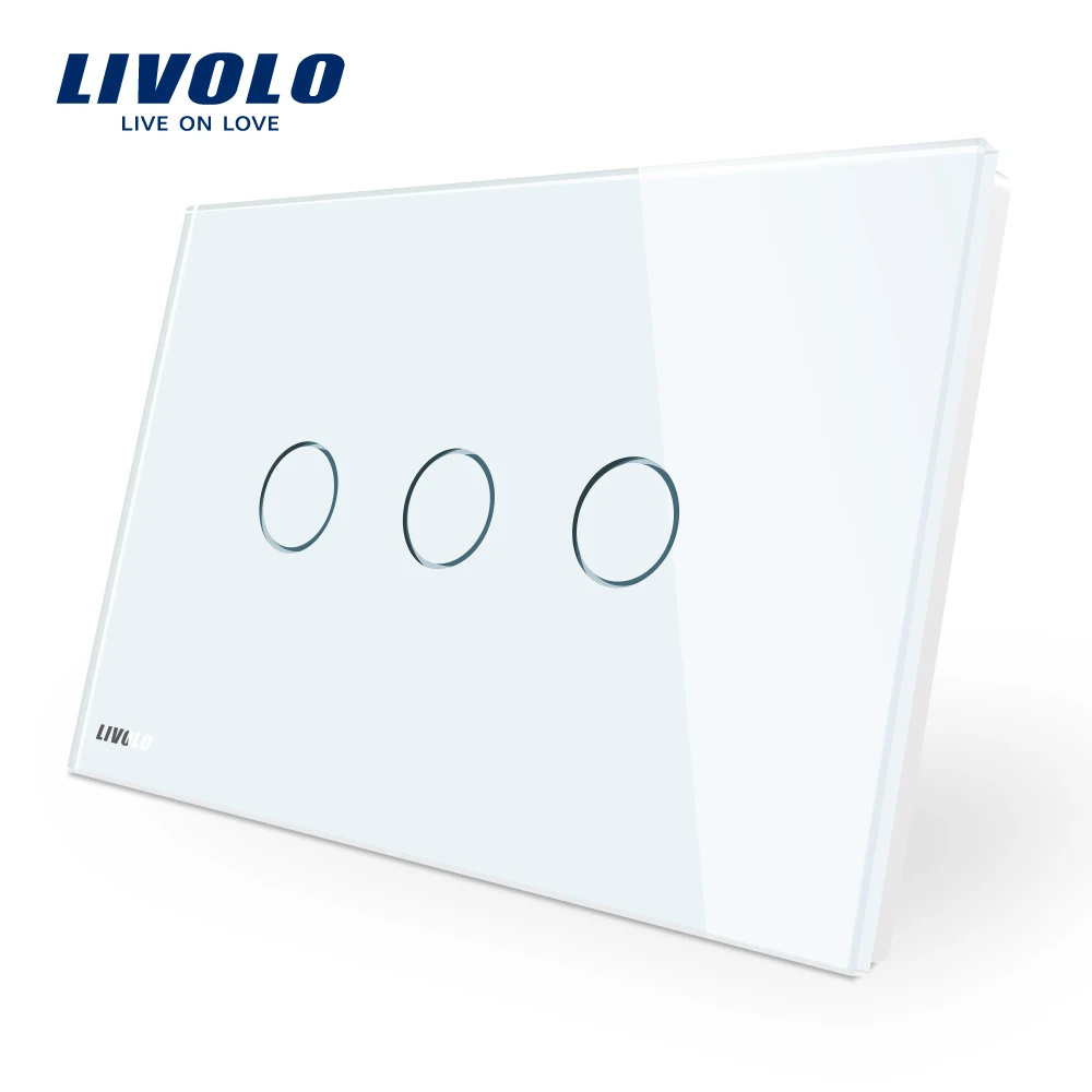 Manufacturer Livolo Wall Switch VL-C903-113-gang 110~220V  Crystal Glass PanelAU/US Standard Touch Screen Control Wall Light